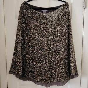 Vintage Ann Taylor Size 14 Brown/Cream/Olive Green Velvet Skirt